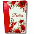 Biblie medie lux, Model floral rosu